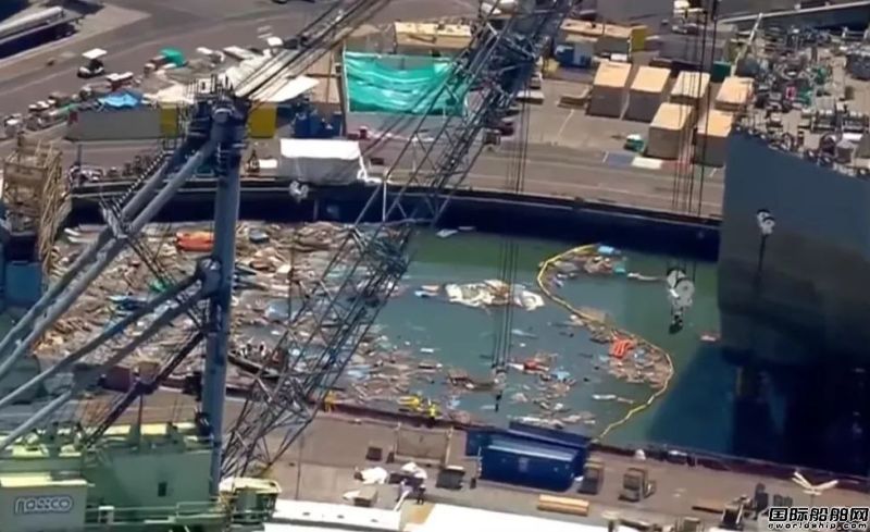 美海軍在建船塢閘門發(fā)生垮塌事故