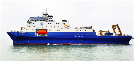 渤船集團建造我國最大深海裝備綜合試驗船“北調(diào)996”首航