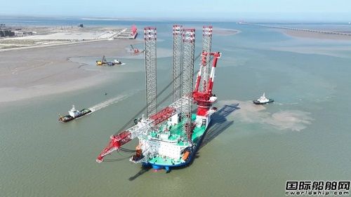 南通振華重裝承建1600T風(fēng)電安裝平臺完成航行試驗